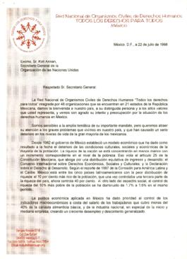 
Escrito para el Secretario General de la Organización de las Naciones Unidas.



