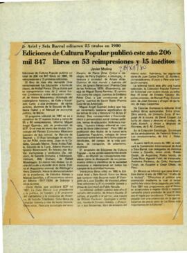 
Ediciones de Cultura Popular publicó este año 206 mil 847 libros en 53 reimpresiones y 15 inéditos.


