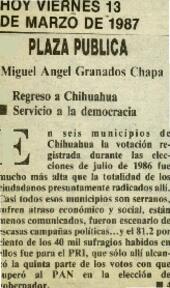 
Regreso a Chihuahua. Servicio a la democracia.


