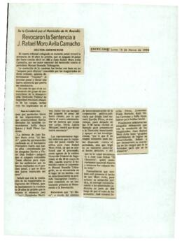
Revocaron la Sentencia a J. Rafael Moro Avila Camacho.


