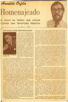 
Arnaldo Orfila homenajeado : el exilio ha tenido que luchar contra una xenofobia primitiva.


